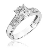 Photo of Leia 2/3 CT. T.W. Round Cluster Bridal Set 14K White Gold [BT517WE-C000]