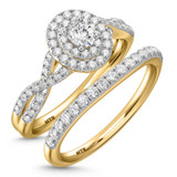 Photo of Tanner 3/4 Carat T.W. Diamond Oval Solitaire Bridal Set 10K Yellow Gold [BR678Y-V018]