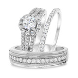 Photo of Betty 1 3/8 ct tw. Diamond Round Solitaire Trio Set 10K White Gold [BT683W-R045]