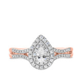 Photo of Veda 5/8 Carat T.W. Pear Solitaire Bridal Set 14K Rose Gold [BT679RE-C000]