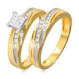 Photo of Princess Adalyn 3/8 CT. T.W. Princess Cluster Bridal Set 10K Yellow Gold [BR520Y-C000]
