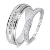 Photo of Cobie 1/2 ct tw. Diamond His and Hers Matching Wedding Band Set 10K White Gold [WB559W]