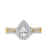 Photo of Veda 5/8 Carat T.W. Pear Solitaire Bridal Set 14K Yellow Gold [BT679YE-C000]