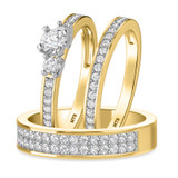 Photo of Marline 1 1/2 ct tw. Diamond Round Solitaire Trio Set 14K Yellow Gold [BT368Y-R023]