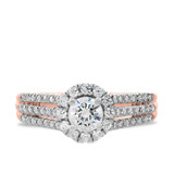 Photo of Betty 1 1/10 Carat T.W. Diamond Round Solitaire Bridal Set 14K Rose Gold [BT683RE-R045]