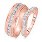 Photo of Everett 1 ct tw. Diamond Wedding Band Set 10K Rose Gold [WB561R]