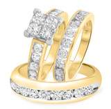 Photo of Grand Elegance 4 1/10 ct tw. Princess Cluster Trio Set 14K Yellow Gold [BT592Y-C000]