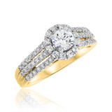 Photo of Betty 1 1/10 Carat T.W. Diamond Round Solitaire Bridal Set 10K Yellow Gold [BT683YE-R045]