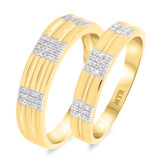 Photo of Jesse 1/8 ct tw. Diamond Wedding Band Set 10K Yellow Gold [WB252Y]