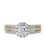 Photo of Betty 1 1/10 Carat T.W. Diamond Round Solitaire Bridal Set 14K Yellow Gold [BT683YE-R045]