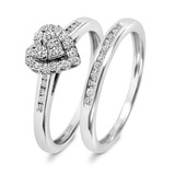 Photo of Bella 1/2 Carat T.W. Diamond Heart Cluster Bridal Set 10K White Gold [BR534W-C000]