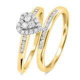 Photo of Bella 1/2 Carat T.W. Diamond Heart Cluster Bridal Set 10K Yellow Gold [BR534Y-C000]
