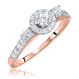 Photo of Grand Calla 1 1/10 Carat T.W. Diamond Round Solitaire Bridal Set 10K Rose Gold [BT552RE-R029]