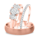 Photo of Eleana 1 1/10 ct tw. Diamond Oval Solitaire Trio Set 14K Rose Gold [BT354R-V045]