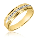 Photo of Cadence 3/8 ct tw. Diamond Wedding Band Set 14K Yellow Gold [BT536YM]