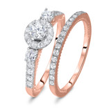 Photo of Grand Calla 1 1/10 Carat T.W. Diamond Round Solitaire Bridal Set 14K Rose Gold [BR552R-R029]