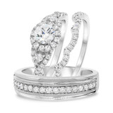 Photo of Margie 1 3/8 ct tw. Diamond Round Solitaire Trio Set 14K White Gold [BT686W-R045]