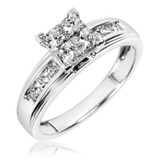 Photo of Davenport 1 ct tw. Princess Cluster Trio Set 10K White Gold [BT515WE-C000]