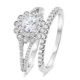 Photo of Toria 1 Carat T.W. Diamond Round Solitaire Bridal Set 14K White Gold [BR691W-R045]