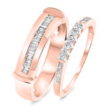 Photo of Eleanor 1/2 ct tw. Diamond His and Hers Matching Wedding Band Set 14K Rose Gold [WB567R]
