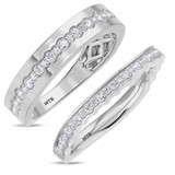 Photo of Hailee 1 1/10 ct tw. Diamond Wedding Band Set 10K White Gold [WB275W]