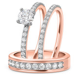 Photo of Keanu 1 1/2 ct tw. Diamond Round Solitaire Trio Set 14K Rose Gold [BT373R-R045]