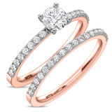 Photo of Keanu 1 CT. T.W. Diamond Round Solitaire Bridal Set 14K Rose Gold [BR373R-R045]