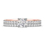 Photo of Keanu 1 CT. T.W. Diamond Round Solitaire Bridal Set 14K Rose Gold [BR373R-R045]