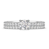 Photo of Keanu 1 CT. T.W. Diamond Round Solitaire Bridal Set 14K White Gold [BR373W-R045]