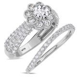 Photo of Ember 1 2/3 CT. T.W. Diamond Round Solitaire Bridal Set 14K White Gold [BR273W-R045]