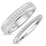 Photo of Harlowe 3/8 ct tw. Diamond Wedding Band Set 10K White Gold [WB361W]