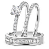 Photo of Keanu 1 1/2 ct tw. Diamond Round Solitaire Trio Set 14K White Gold [BT373W-R045]