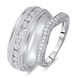 Photo of Danica 3/4 ct tw. Diamond Wedding Band Set 10K White Gold [WB571W]