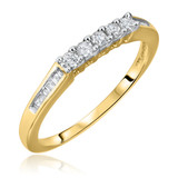Photo of Eleanor 1 1/8 ct tw. Princess Cluster Trio Set 10K Yellow Gold [BT567YL]