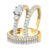 Photo of Evermore 1 7/8 ct tw. Diamond Round Solitaire Trio Set 10K Yellow Gold [BT452Y-R038]