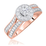 Photo of Cobie 3/4 Carat T.W. Round Solitaire Bridal Set 14K Rose Gold [BT559RE-R029]