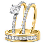 Photo of Keanu 1 1/2 ct tw. Diamond Round Solitaire Trio Set 14K Yellow Gold [BT373Y-R045]