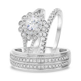 Photo of Toria 1 1/3 ct tw. Diamond Round Solitaire Trio Set 14K White Gold [BT691W-R045]