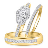 Photo of Harlowe 1 1/10 ct tw. Diamond Round Solitaire Trio Set 10K Yellow Gold [BT361Y-R029]