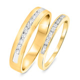 Photo of Norah 1/2 ct tw. Diamond His and Hers Matching Wedding Band Set 10K Yellow Gold [WB589Y]