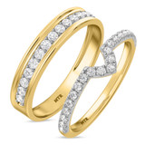Photo of Adeola 3/4 ct tw. Diamond Wedding Band Set 14K Yellow Gold [WB363Y]
