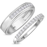 Photo of Prudence 1/2 ct tw. Diamond Wedding Band Set 14K White Gold [WB364W]