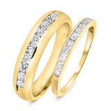 Photo of Petite Elegance 7/8 ct tw. Diamond His and Hers Matching Wedding Band Set 10K Yellow Gold [WB590Y]