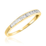 Photo of Petite Elegance 7/8 ct tw. Diamond His and Hers Matching Wedding Band Set 10K Yellow Gold [BT590YL]
