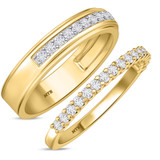 Photo of Prudence 1/2 ct tw. Diamond Wedding Band Set 14K Yellow Gold [WB364Y]