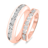 Photo of Grand Elegance 1 7/8 ct tw. Diamond His and Hers Matching Wedding Band Set 14K Rose Gold [WB592R]