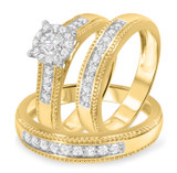 Photo of Leia 7/8 ct tw. Round Cluster Trio Set 14K Yellow Gold [BT517Y-C000]