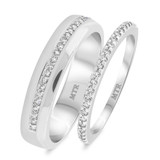 Photo of Breanna 3/8 ct tw. Diamond His and Hers Matching Wedding Band Set 10K White Gold [WB367W]
