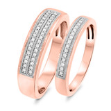 Photo of Eloise 1/3 ct tw. Diamond His and Hers Matching Wedding Band Set 14K Rose Gold [WB641R]