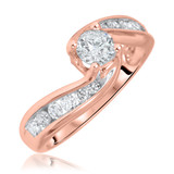 Photo of Lanie 1 Carat T.W. Diamond Round Solitaire Bridal Set 14K Rose Gold [BT565RE-R045]